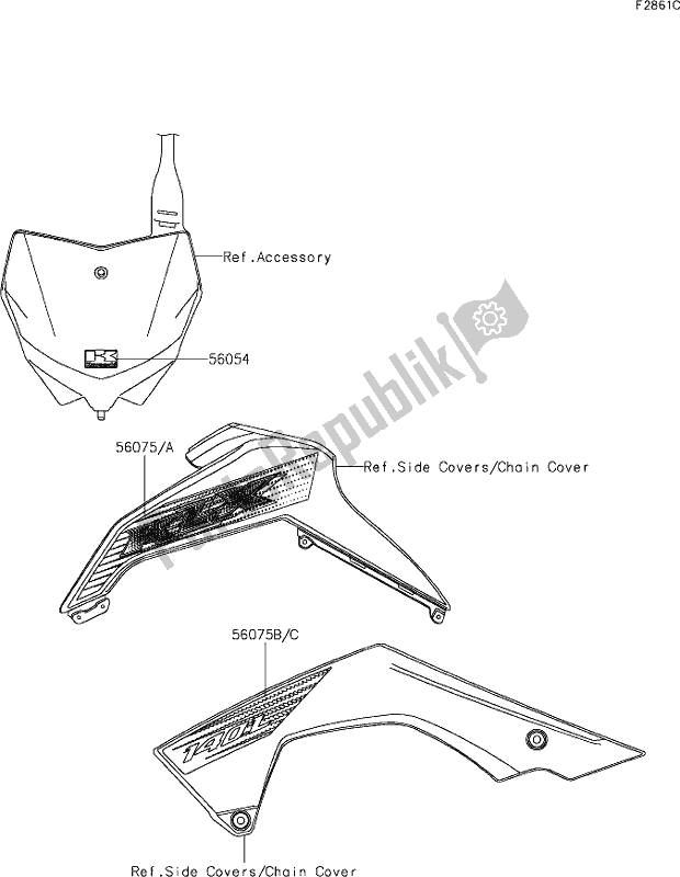 Alle onderdelen voor de 47 Decals(blf) van de Kawasaki KLX 140L 2020
