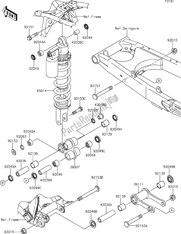 Wszystkie części do 22 Suspension/shock Absorber Kawasaki KLX 140L 2021