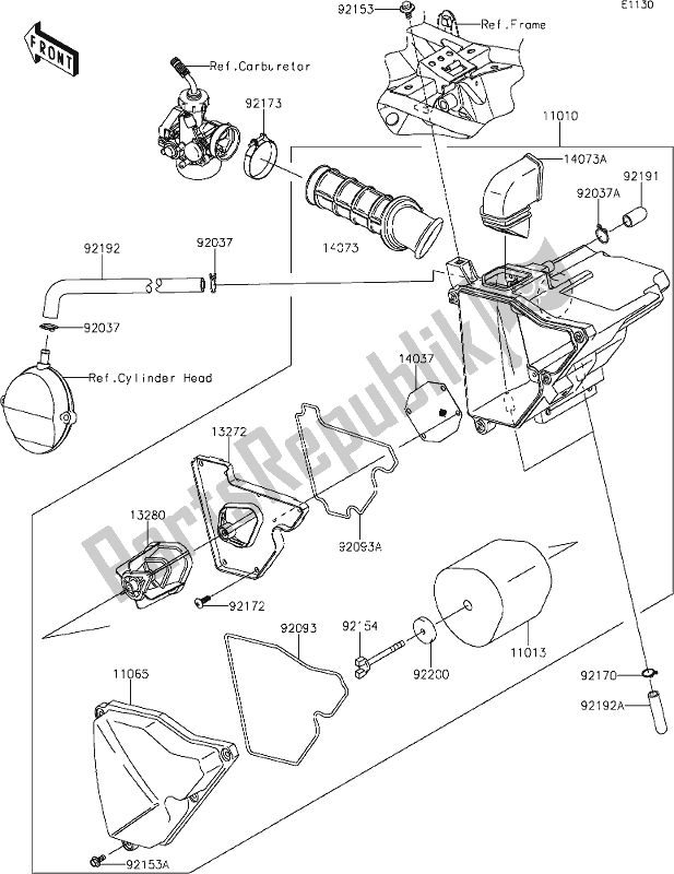 Alle onderdelen voor de 3 Air Cleaner van de Kawasaki KLX 140L 2021