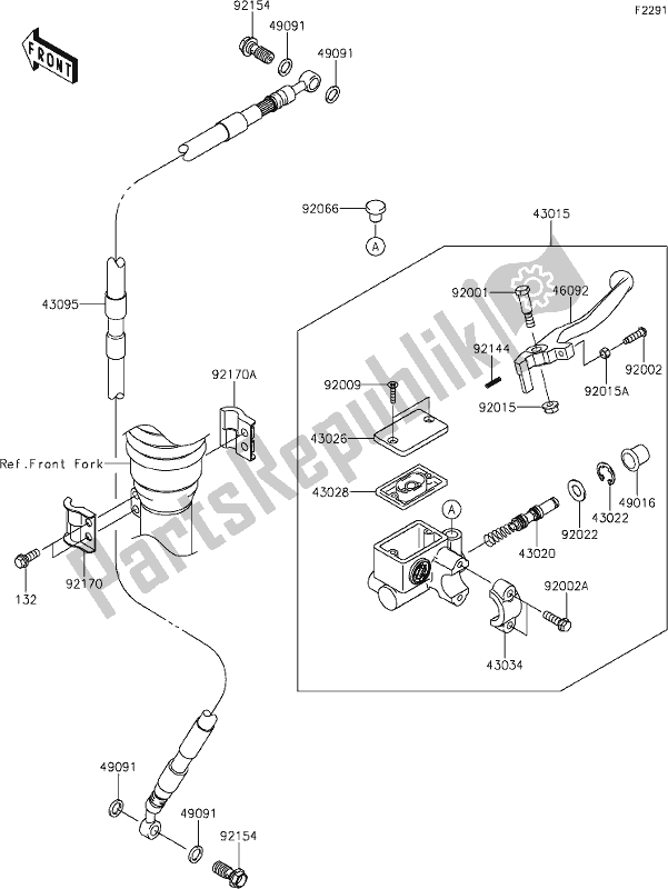 Toutes les pièces pour le 30 Front Master Cylinder du Kawasaki KLX 140L 2021