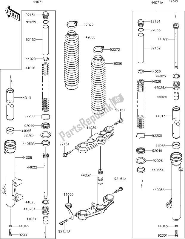 Toutes les pièces pour le 35 Front Fork du Kawasaki KLX 140L 2021