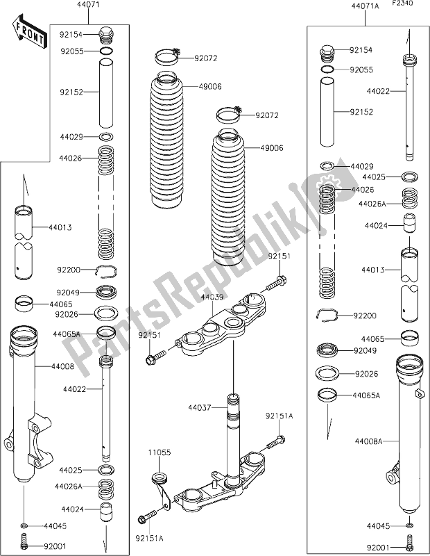 Tutte le parti per il 35 Front Fork del Kawasaki KLX 140L 2021