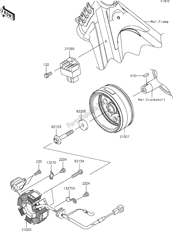 All parts for the 16 Generator of the Kawasaki KLX 140R 2021