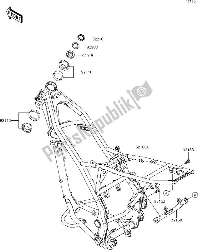 All parts for the 19 Frame of the Kawasaki KLX 140R 2021