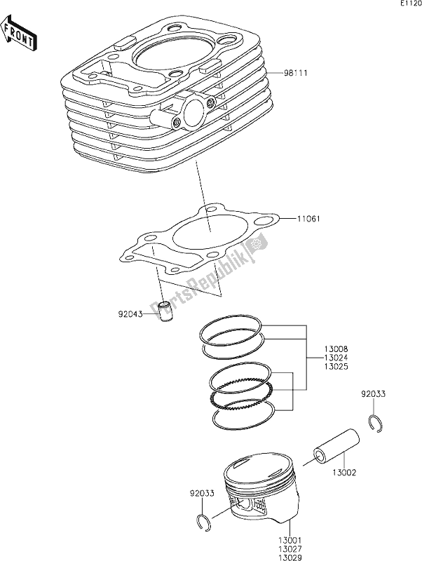 All parts for the 2 Cylinder/piston(s) of the Kawasaki KLX 140R 2021