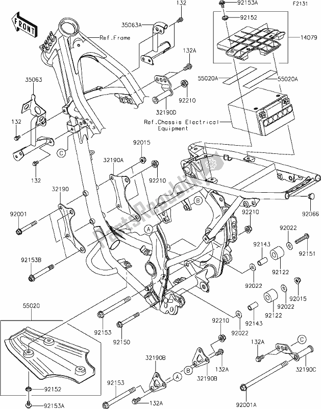 All parts for the 20 Frame Fittings of the Kawasaki KLX 140R 2021