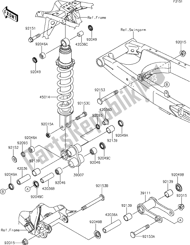All parts for the 22 Suspension/shock Absorber of the Kawasaki KLX 140R 2021