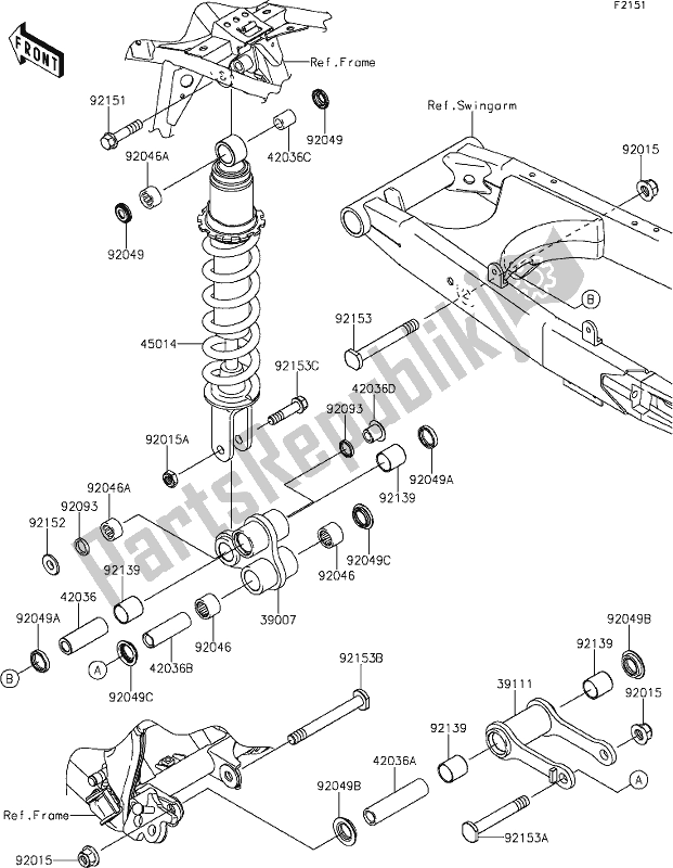 Wszystkie części do 22 Suspension/shock Absorber Kawasaki KLX 140R 2021