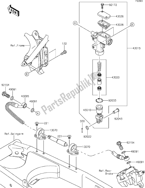 All parts for the 32 Rear Master Cylinder of the Kawasaki KLX 140R 2021