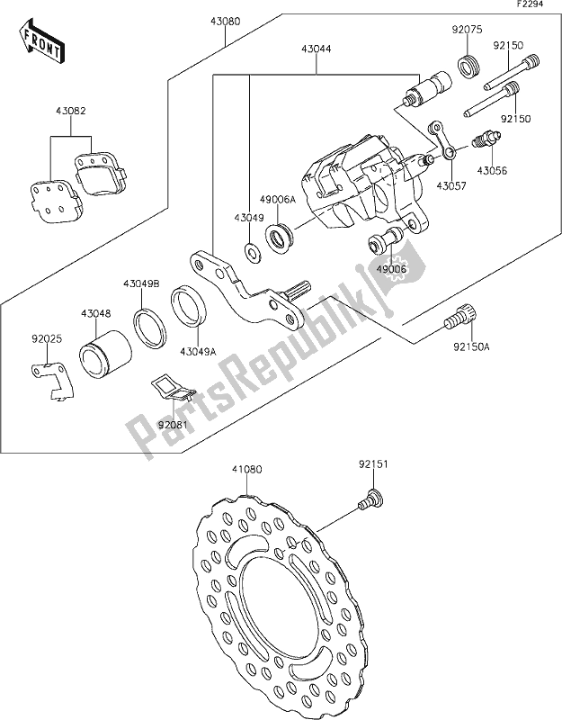 All parts for the 33 Rear Brake of the Kawasaki KLX 140R 2021