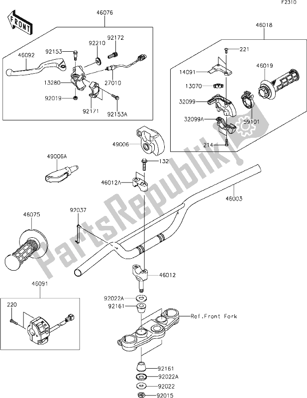 Wszystkie części do 34 Handlebar Kawasaki KLX 140R 2021