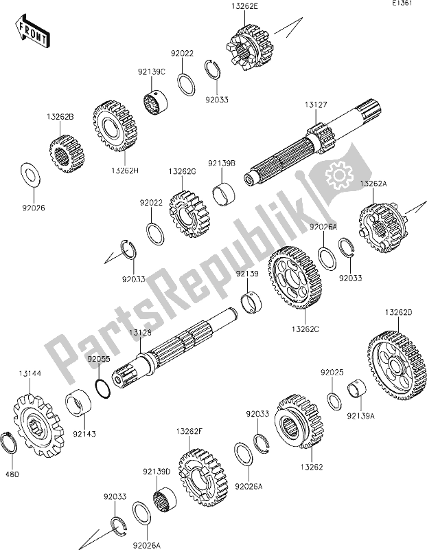 Alle onderdelen voor de 9 Transmission van de Kawasaki KLX 140R 2021