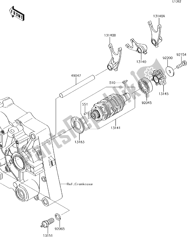 All parts for the 11 Gear Change Drum/shift Fork(s) of the Kawasaki KLX 150 BF 2017