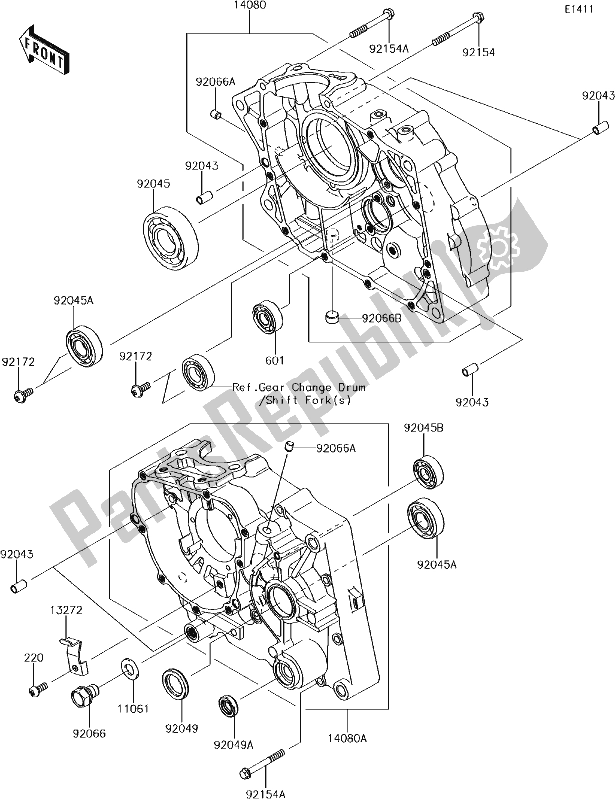 Alle onderdelen voor de 13 Crankcase van de Kawasaki KLX 150 BF 2017