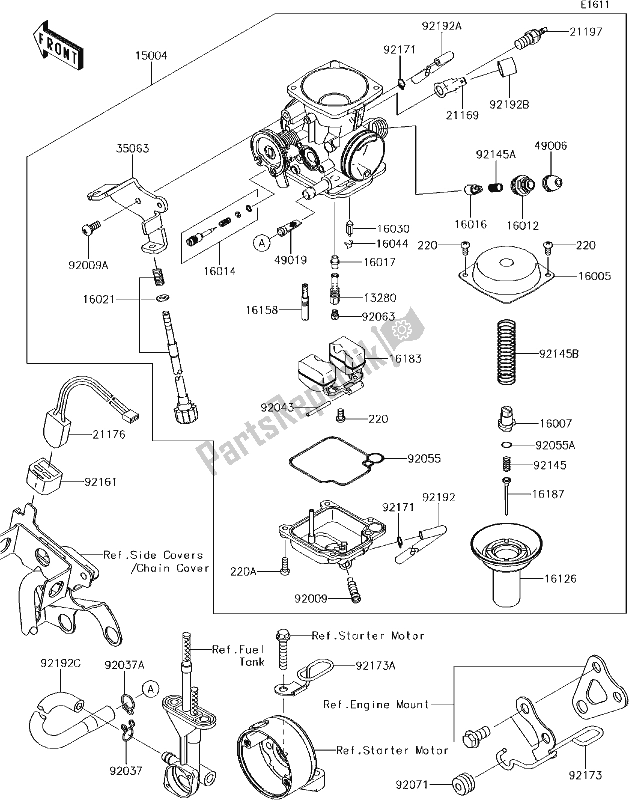All parts for the 15-1carburetor of the Kawasaki KLX 150 BF 2017