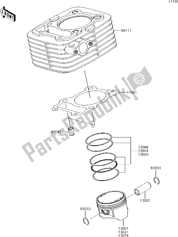 Tutte le parti per il 2 Cylinder/piston(s) del Kawasaki KLX 150 BF 2017