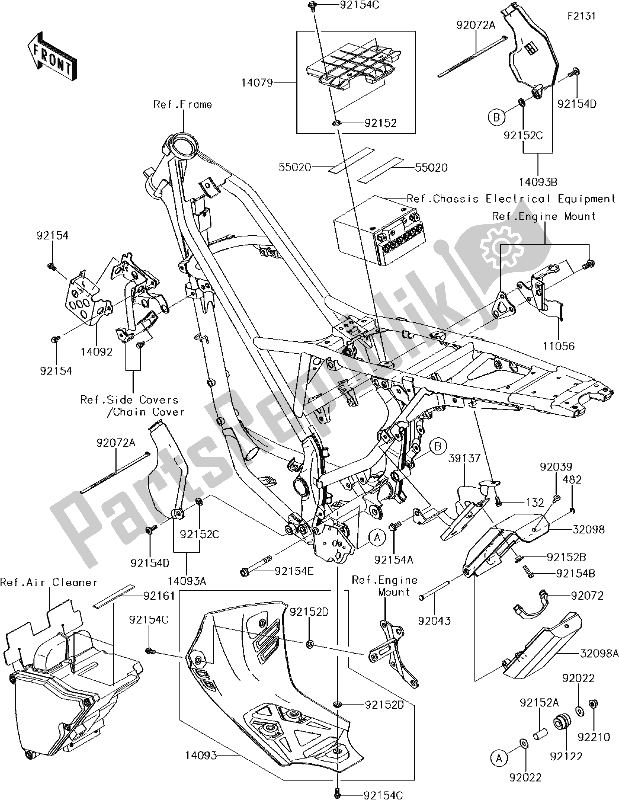 Alle onderdelen voor de 22 Frame Fittings van de Kawasaki KLX 150 BF 2017