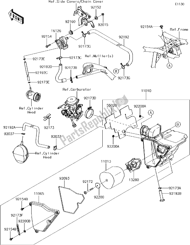 Wszystkie części do 3 Air Cleaner Kawasaki KLX 150 BF 2017