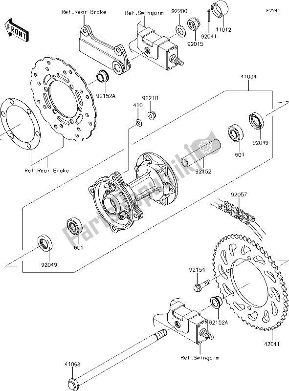 Alle onderdelen voor de 31 Rear Hub van de Kawasaki KLX 150 BF 2017