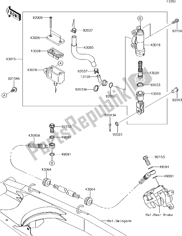 Todas as partes de 35 Rear Master Cylinder do Kawasaki KLX 150 BF 2017