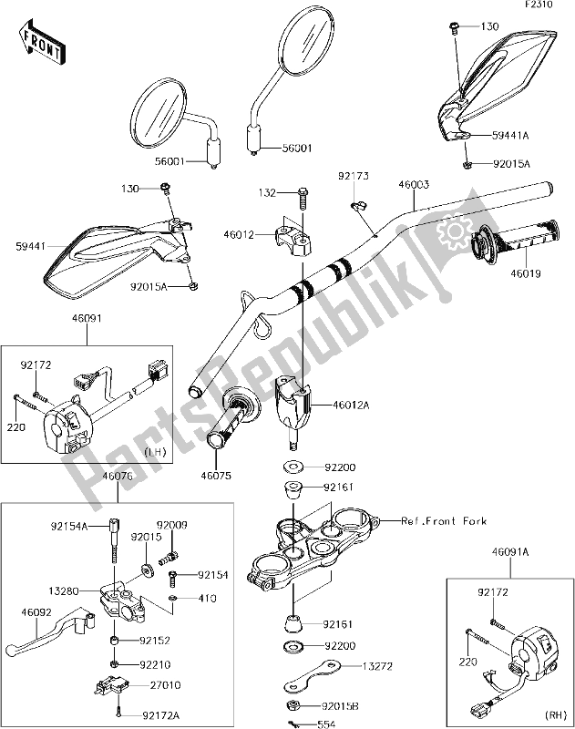 All parts for the 37 Handlebar of the Kawasaki KLX 150 BF 2017