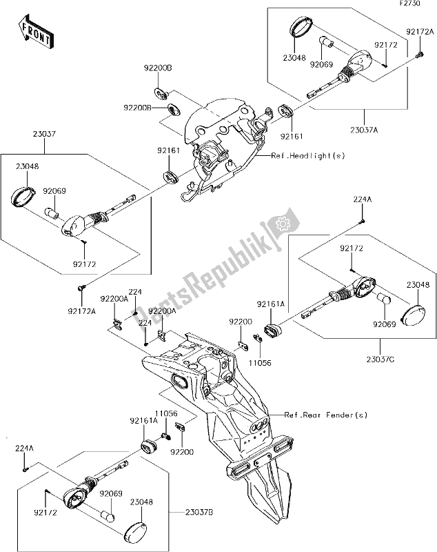 Tutte le parti per il 46 Turn Signals del Kawasaki KLX 150 BF 2017