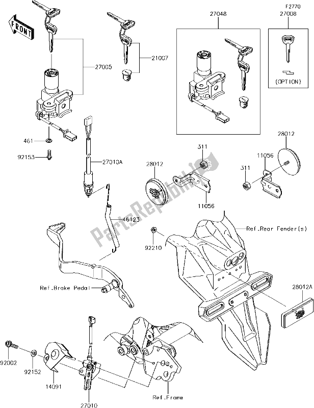 All parts for the 48 Ignition Switch of the Kawasaki KLX 150 BF 2017