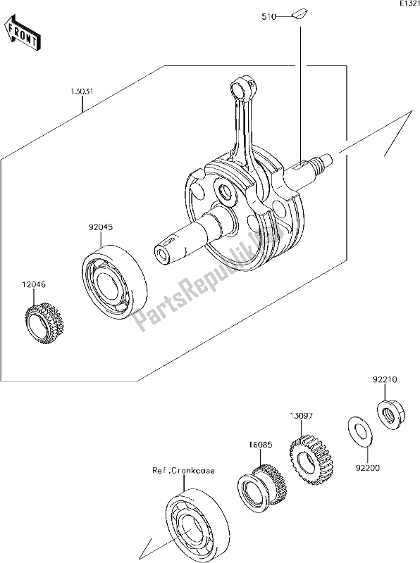 Alle onderdelen voor de 7 Crankshaft van de Kawasaki KLX 150 BF 2017