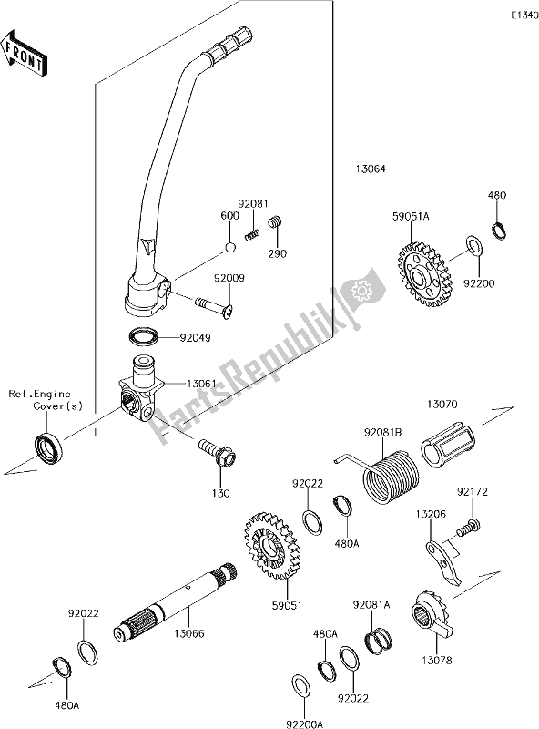 Toutes les pièces pour le 8 Kickstarter Mechanism du Kawasaki KLX 150 BF 2017