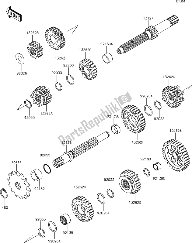 All parts for the 10 Transmission of the Kawasaki KLX 150 BF 2018