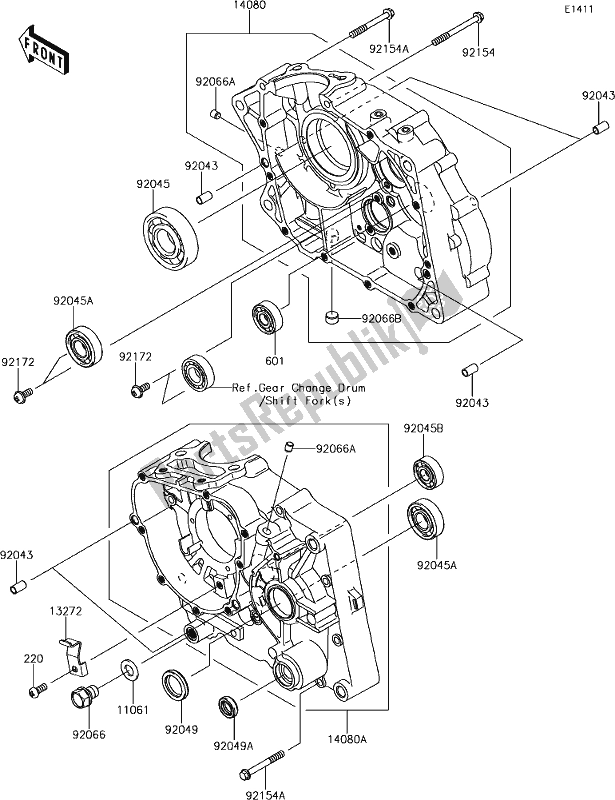 Wszystkie części do 13 Crankcase Kawasaki KLX 150 BF 2018