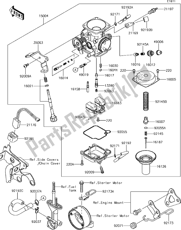 All parts for the 15 Carburetor of the Kawasaki KLX 150 BF 2018