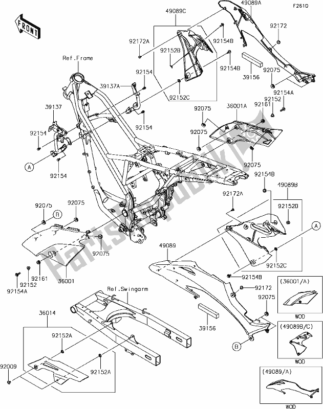 All parts for the 43 Side Covers/chain Cover of the Kawasaki KLX 150 BF 2018