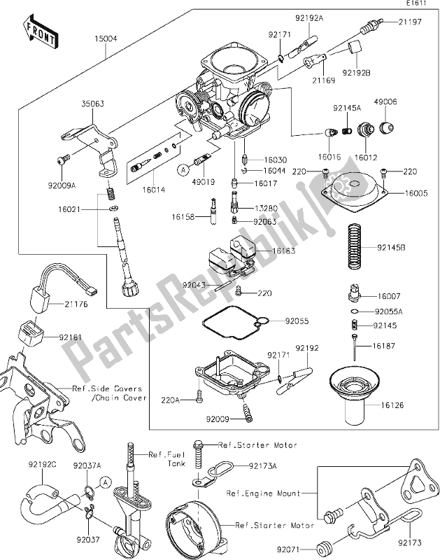 Alle onderdelen voor de 15-1carburetor van de Kawasaki KLX 150 BF 2019