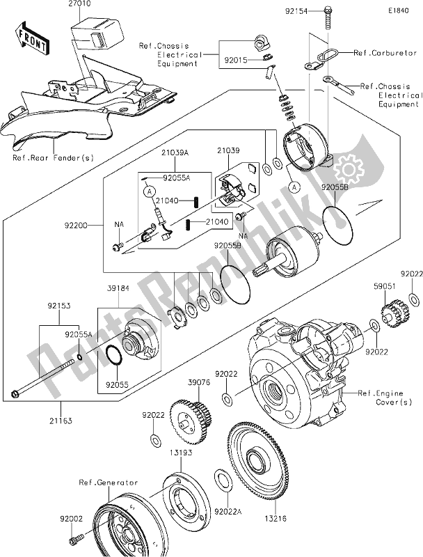 Alle onderdelen voor de 19 Starter Motor van de Kawasaki KLX 150 BF 2019