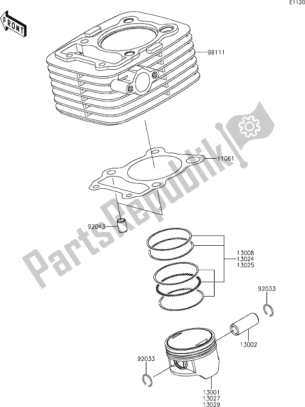 Alle onderdelen voor de 2 Cylinder/piston(s) van de Kawasaki KLX 150 BF 2019