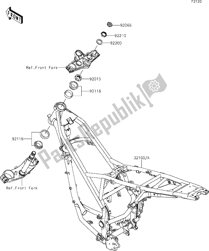 Alle onderdelen voor de 20 Frame van de Kawasaki KLX 150 BF 2019