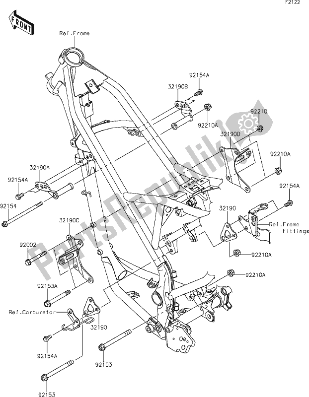 Tutte le parti per il 21 Engine Mount del Kawasaki KLX 150 BF 2019