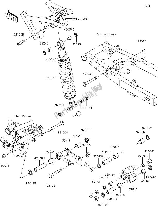 Alle onderdelen voor de 24 Suspension/shock Absorber van de Kawasaki KLX 150 BF 2019