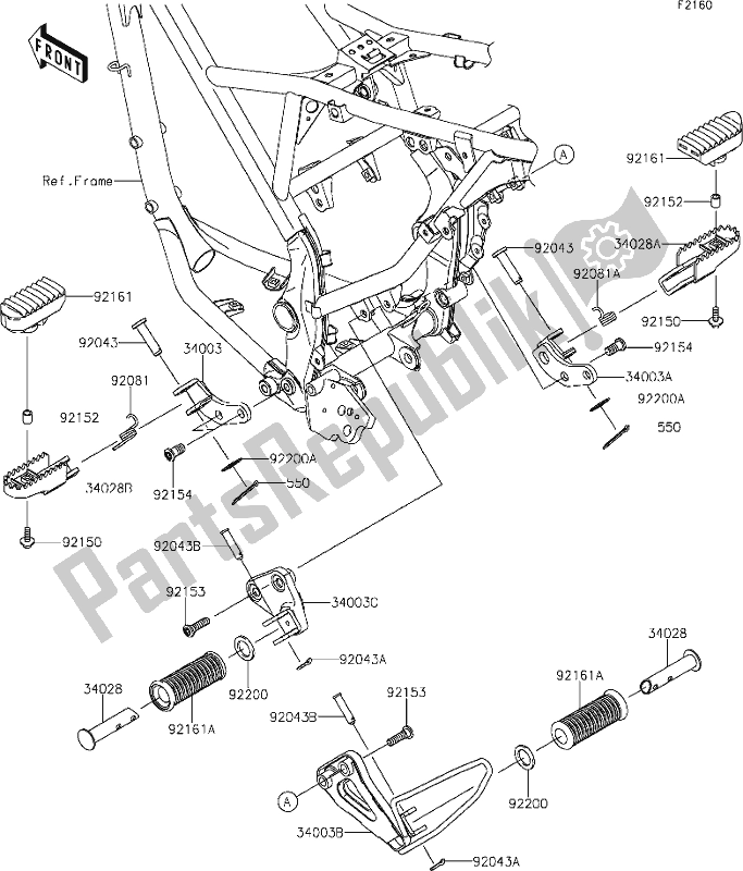 Alle onderdelen voor de 25 Footrests van de Kawasaki KLX 150 BF 2019