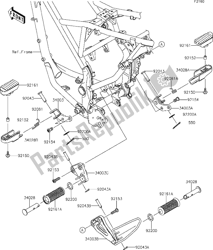 Toutes les pièces pour le 25 Footrests du Kawasaki KLX 150 BF 2019