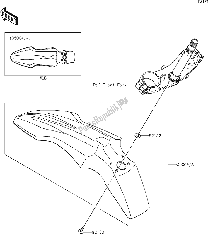 Alle onderdelen voor de 26 Front Fender(s) van de Kawasaki KLX 150 BF 2019