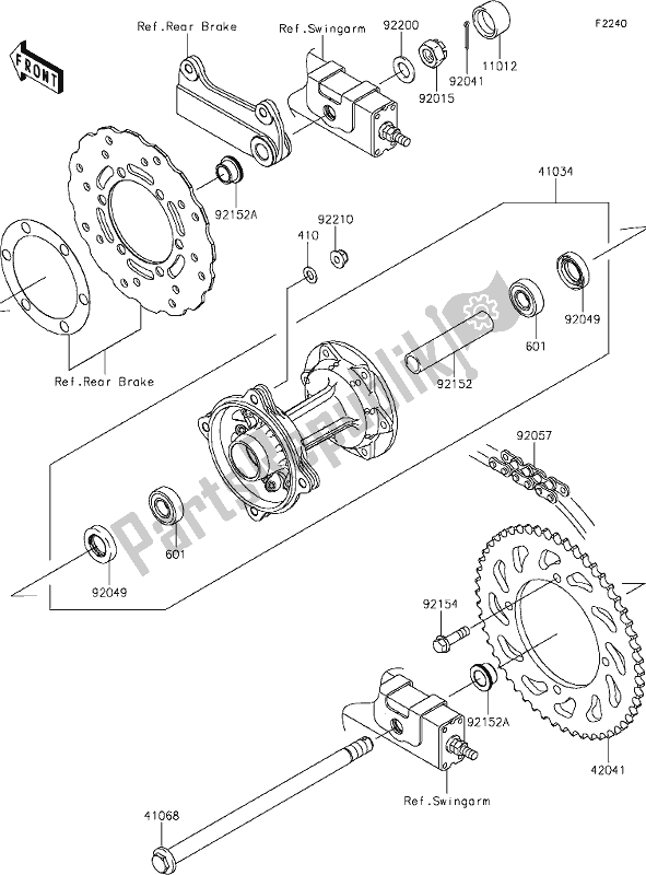 Todas as partes de 31 Rear Hub do Kawasaki KLX 150 BF 2019