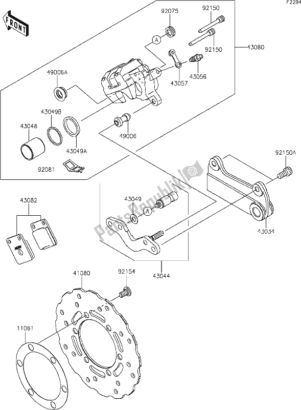 Alle onderdelen voor de 36 Rear Brake van de Kawasaki KLX 150 BF 2019