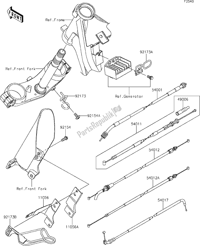 Alle onderdelen voor de 42 Cables van de Kawasaki KLX 150 BF 2019