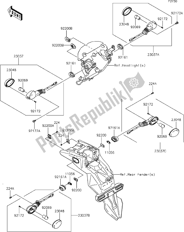 Alle onderdelen voor de 46 Turn Signals van de Kawasaki KLX 150 BF 2019