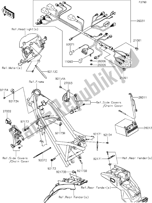 Alle onderdelen voor de 47 Chassis Electrical Equipment van de Kawasaki KLX 150 BF 2019