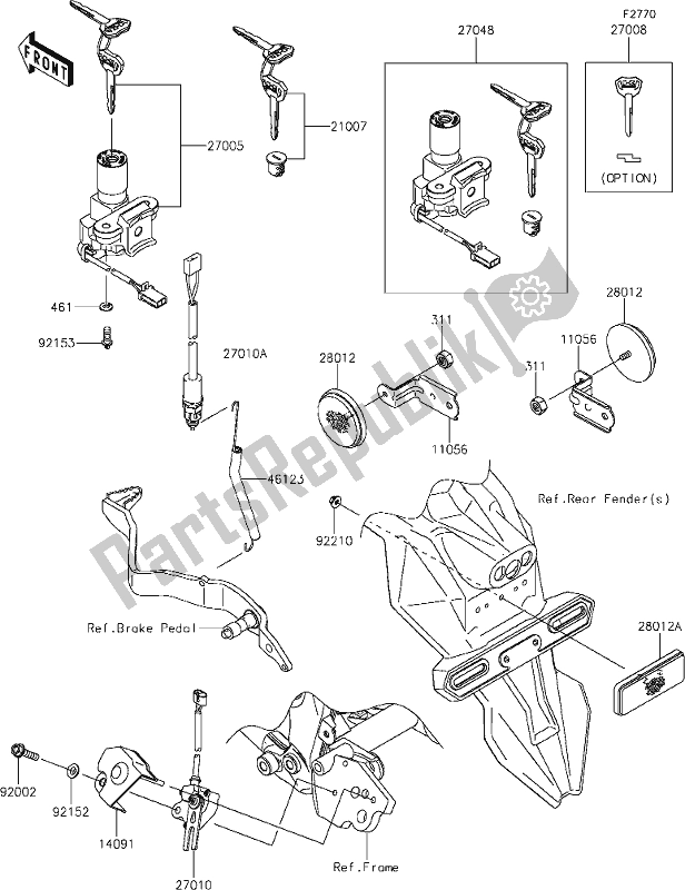 All parts for the 48 Ignition Switch of the Kawasaki KLX 150 BF 2019