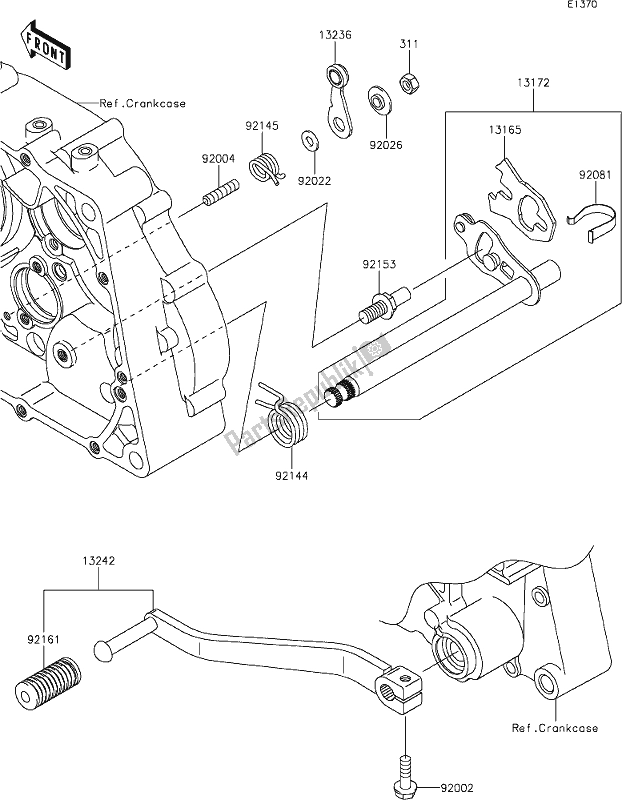 Toutes les pièces pour le 12 Gear Change Mechanism du Kawasaki KLX 150 BF 2021