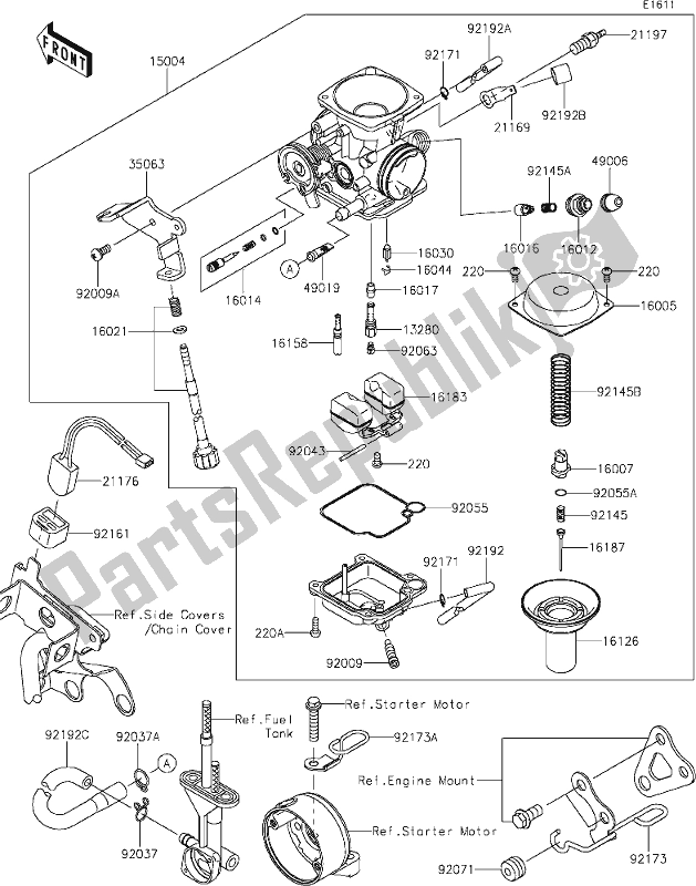 Todas las partes para 15 Carburetor de Kawasaki KLX 150 BF 2021